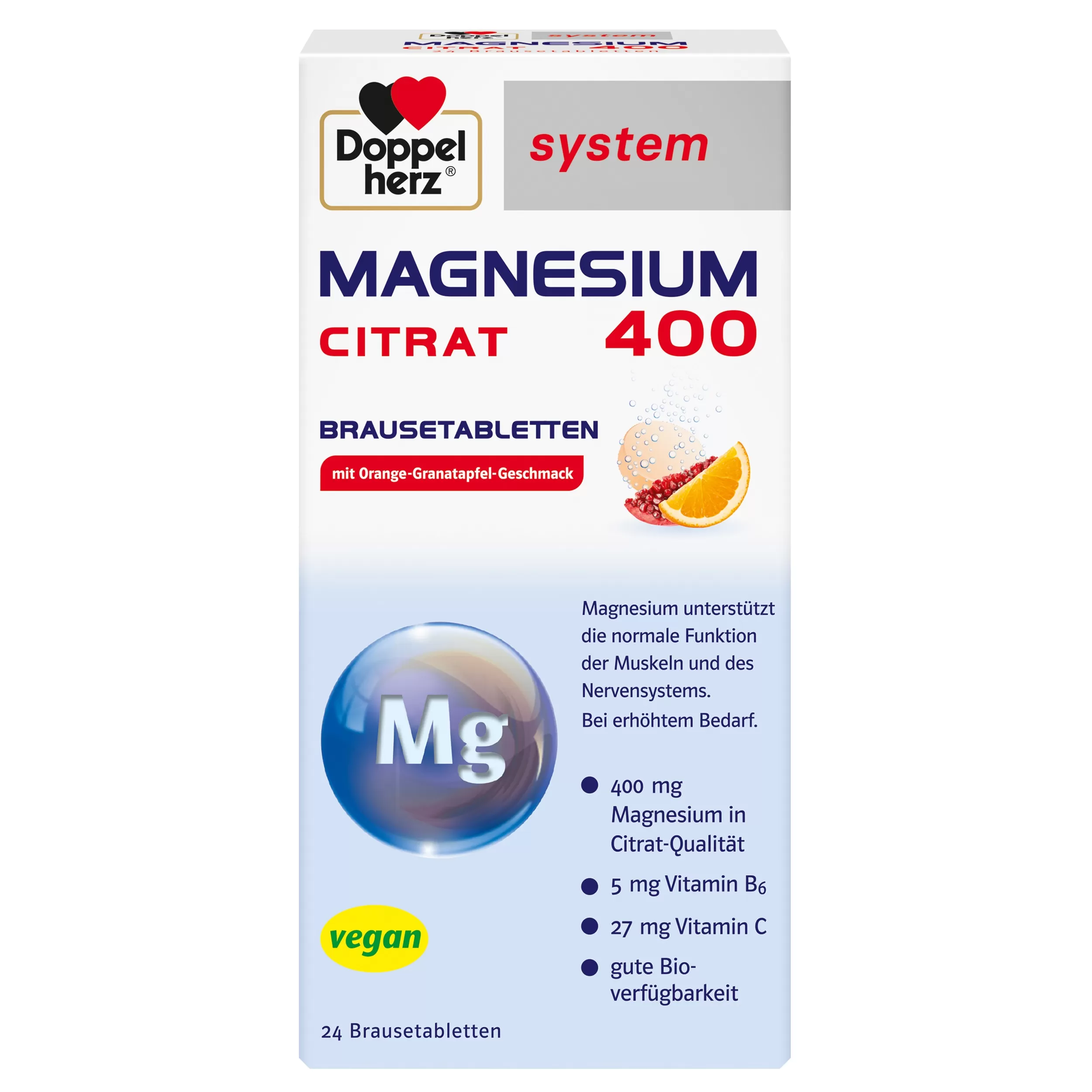 Doppelherz system Magnezij 400 CITRAT, 24 šumečih tablet