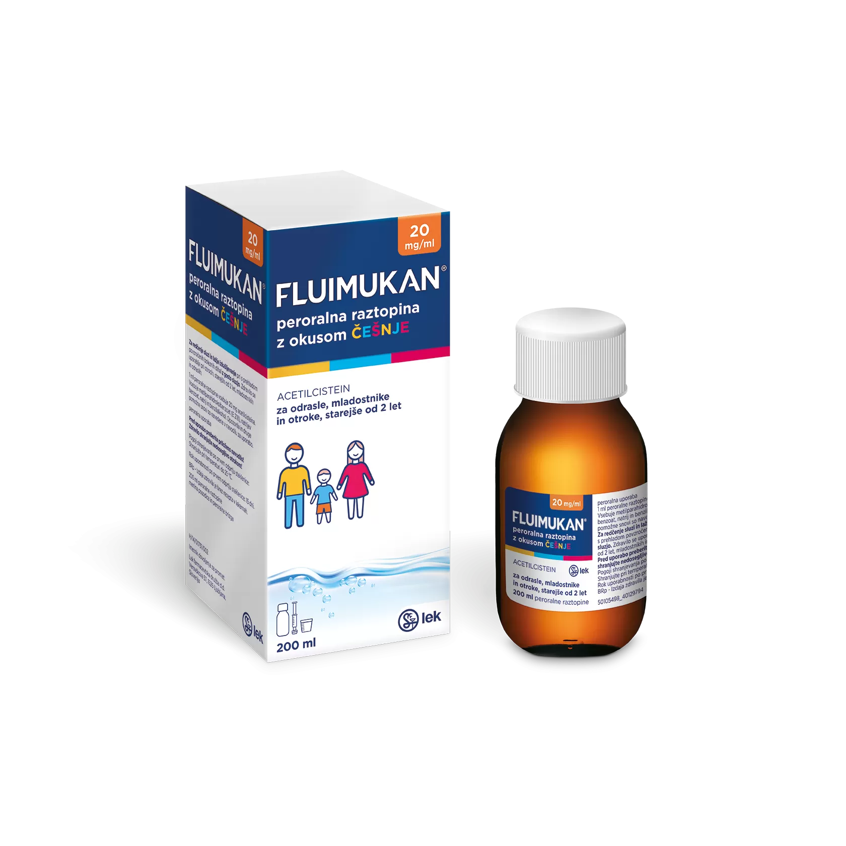 Fluimukan 20 mg/ml peroralna raztopina z okusom češnje