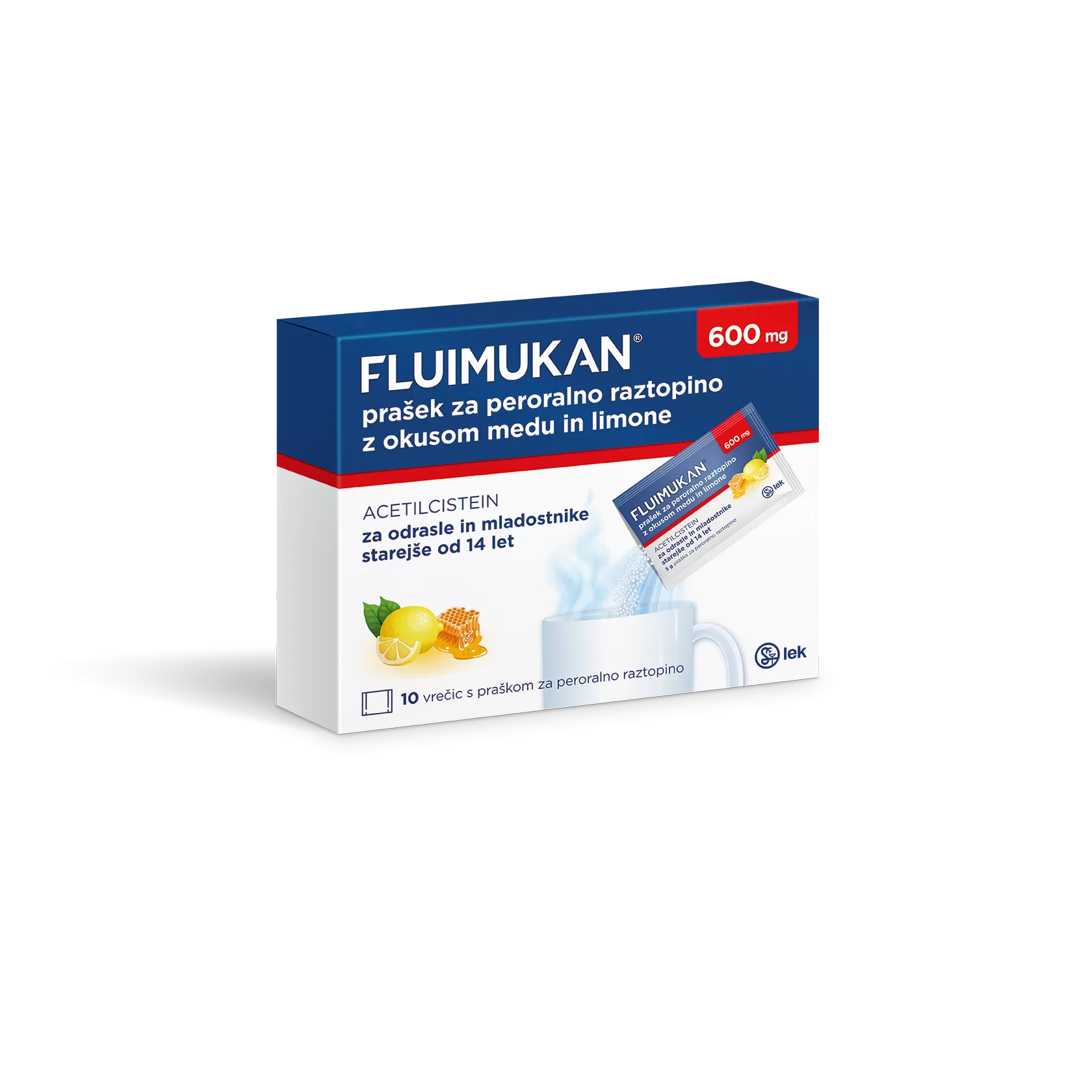 Fluimukan 600 mg prašek med/limona