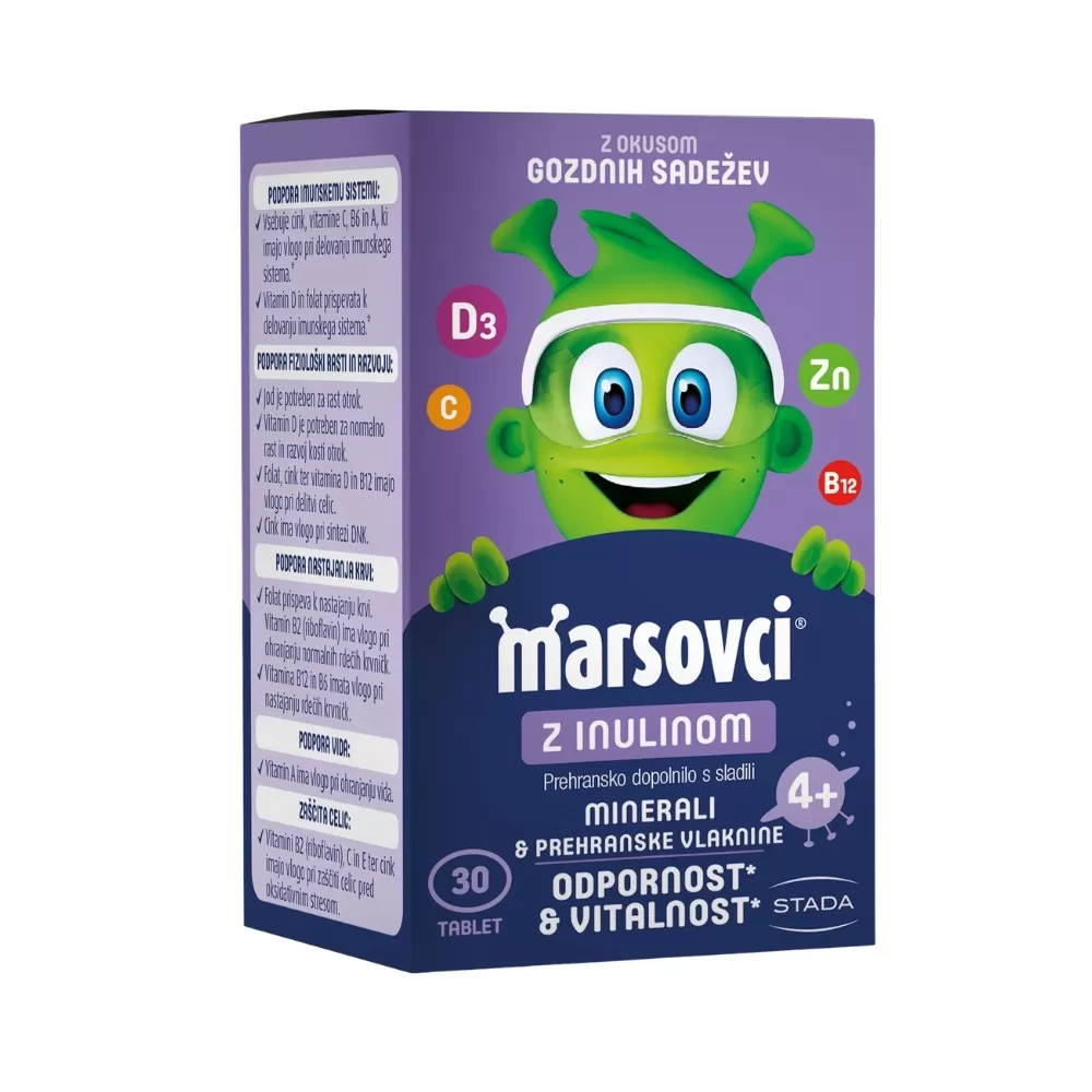 Marsovci žvečljive tablete z inulinom- okus gozdni sadeži
