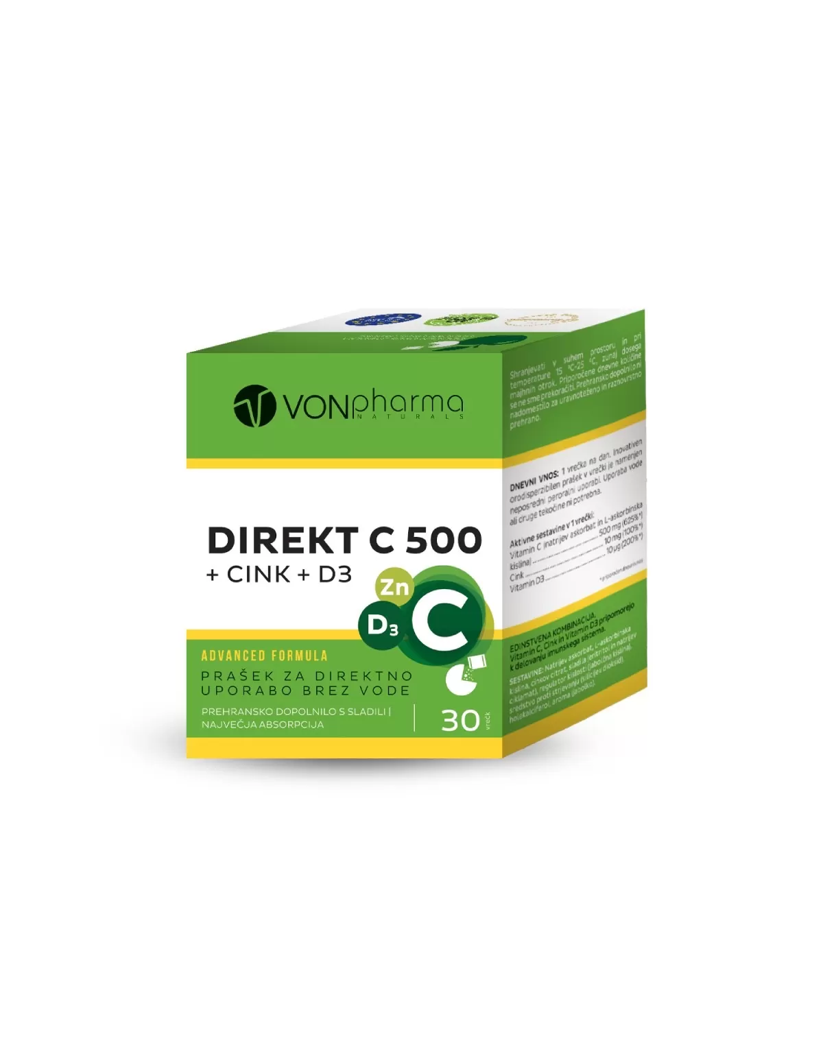 VONpharma DIREKT C500+CINK+ D3, vrečke